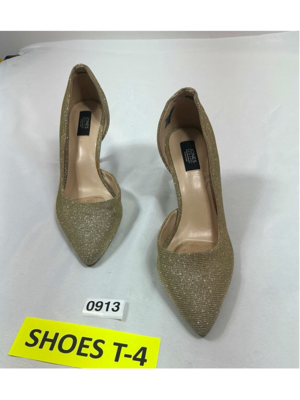 Jones New York Women’s Slip On D'Orsay Heels 9.5 Gold Glitter Pointed Toe